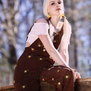 Cider Corduroy Embroidered Overall NWT
